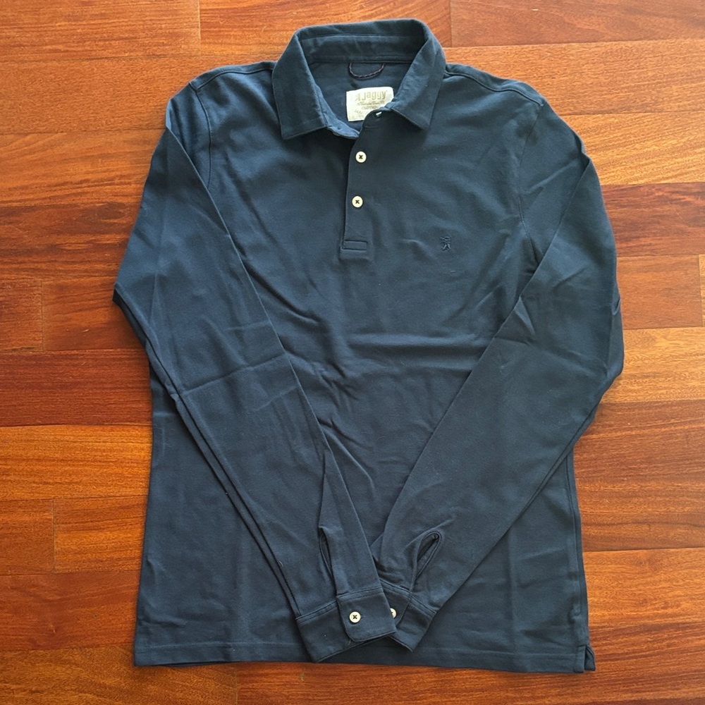 Jaggy Dark Blue Long Sleeve Polo Shirt